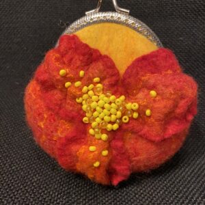 Fire purse with red flower